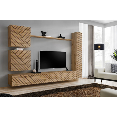 Ensemble de 6 meubles muraux "Switch VIII " pour TV en bois - Beige - L 340 x H 150 x P 40 cm