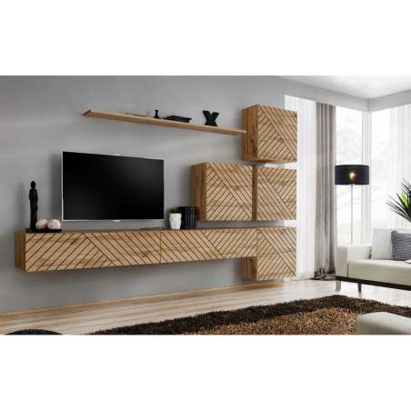 Ensemble de 7 meubles muraux "Switch IX " pour TV en bois - Beige - L 310 x H 200 x P 40 cm