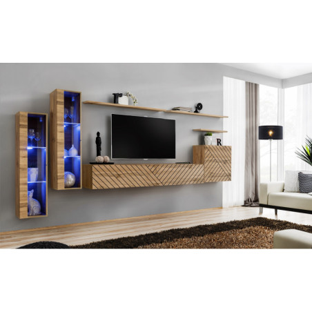 Ensemble de 7 meubles muraux "Switch XI" pour TV en bois - Beige - L 330 x H 160 x P 40 cm