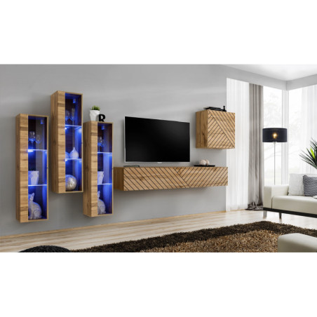 Ensemble de 5 meubles muraux "Switch XIII" pour TV en bois - Beige - L 330 x H 160 x P 40 cm