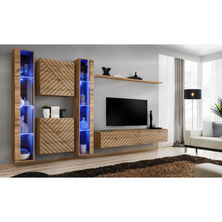Ensemble de 6 meubles muraux "Switch XVI" pour TV en bois - Beige - L 330 x H 180 x P 40 cm