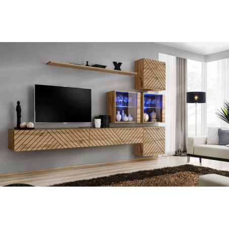 Ensemble de 7 meubles muraux "Switch XIX" pour TV en bois - Beige - L 310 x H 200 x P 40 cm