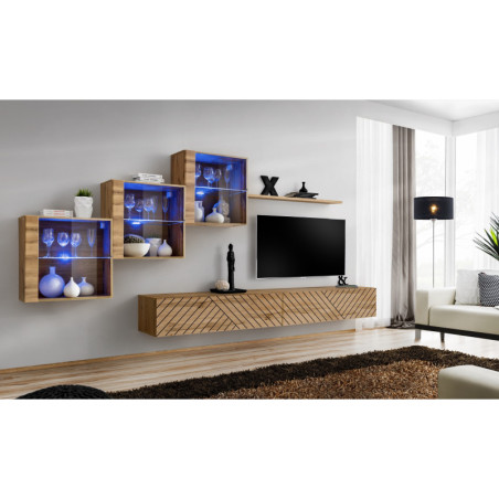 Ensemble de 6 meubles muraux "Switch XX" pour TV en bois - Beige - L 330 x H 150 x P 40 cm