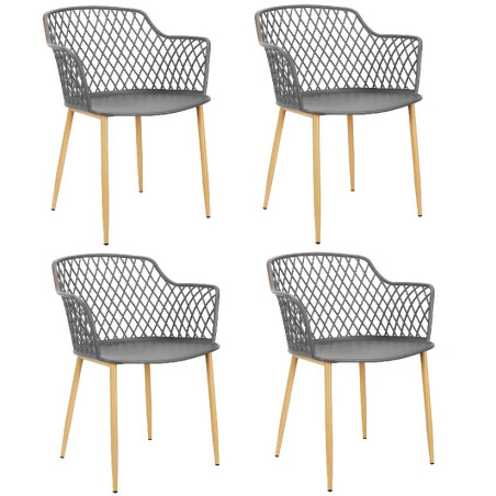 Lot de 4 fauteuils d\'extérieur "Malaga" avec pieds en fer - Gris - L 54.1 x H 80 x P 62.2 cm