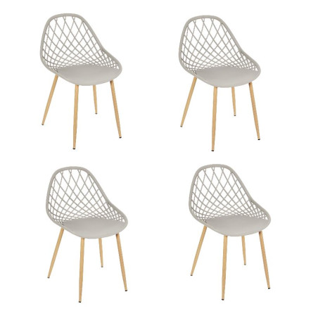 Lot de 4 chaises extérieur "Malaga" avec pieds en fer - Taupe et beige - L 52.3 x H 83.4 x l 53.3 cm