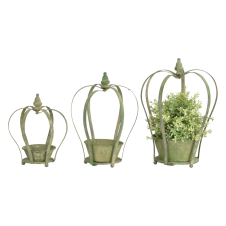 Set de 3 couronnes porte-pot en acier - Vert - D 16/19/22 cm