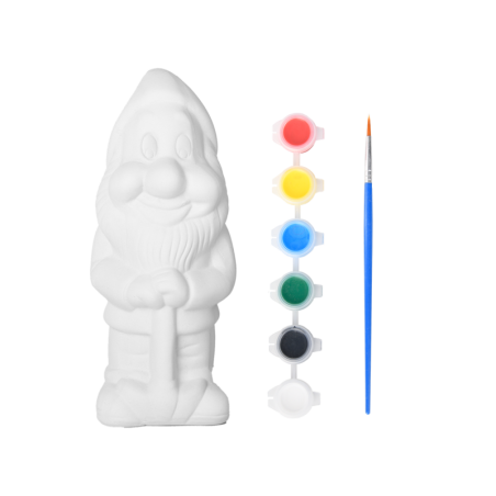 Kit de peinture de nain de jardin - Blanc - L 8,9 x H 21,1 cm