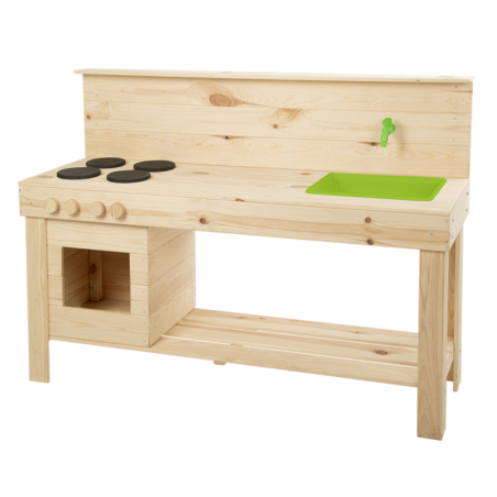 Cuisine d'extérieure en bois pour enfant L - Beige - L 120 x l 43,5 x H 87,80 cm