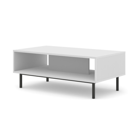 Table basse Ravenna avec cadre noir - Blanc mat - L 90 x P 60 x H 45 cm