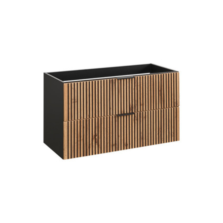 Meuble sous vasque en bois - L 100 x H 57 x P 46 cm - Sylve Black Wotan