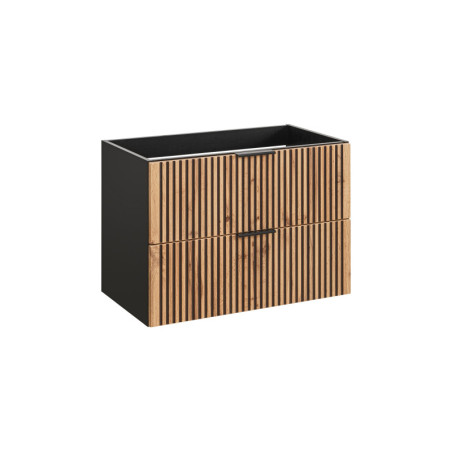 Meuble sous vasque en bois - L 80 x H 57 x P 46 cm - Sylve Black Wotan