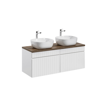 Ensemble meubles vasques à poser + plateau - 120 cm - Emblematic White