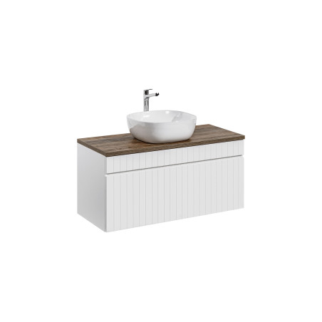 Ensemble meuble vasque à poser + plateau - 100 cm - Emblematic White