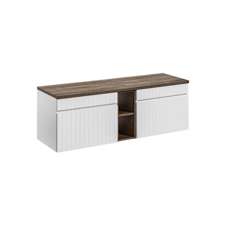 Ensembles meubles sous vasques à poser + plateau - 140 cm - Emblematic White