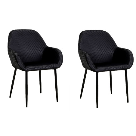 Lot de 2 fauteuils - L 55.7 cm x l 59.2 cm x H 85 cm - Giulia - Noir