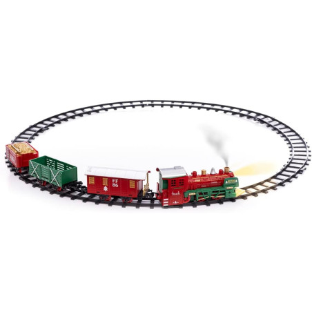 Train de Noël à vapeur - Multicolore - 20 pièces - L 63 cm