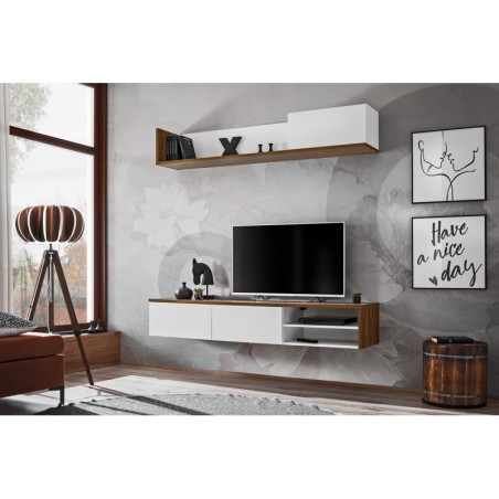 Ensemble de 2 meubles muraux "Dallas" - Blanc/Beige - L 180 x H 180 x P 40 cm