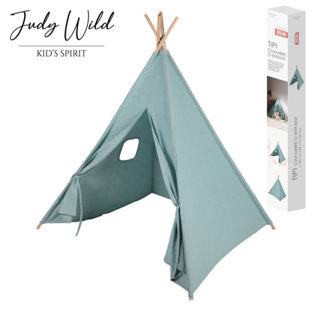 Tipi pour chambre d'enfant "Judy Wild" - Bleu - L 120 x l 120 x H 150 cm
