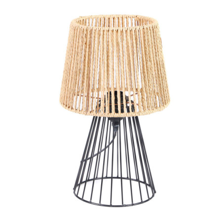 Lampe à poser "Moma" en corde et métal - Beige/Noir - D 18 x H 36 cm