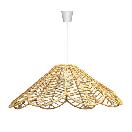 Suspension luminaire " Tulipe" en raphia - D 59 x H 27 cm