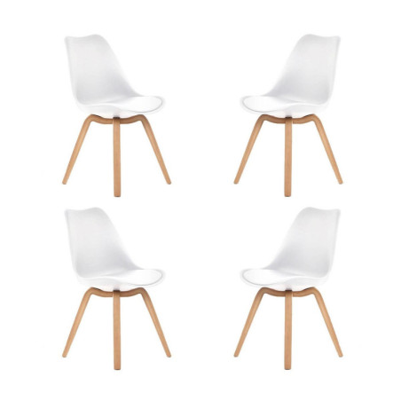 Lot de 4 chaises scandinave "Emy" - Blanc - L 45 x P 58 x H 82 cm