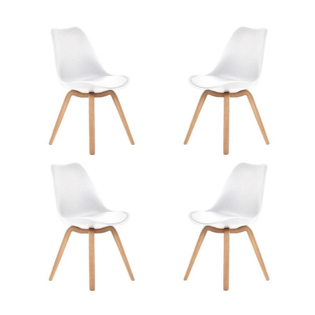 Lot de 4 chaises scandinave "Emy" - Blanc - L 45 x P 58 x H 82 cm