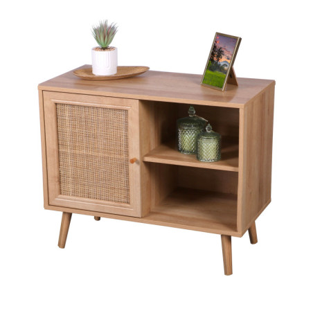 Commode avec 1 porte "Bali" - Marron clair - L 80 x P 39 x H 66 cm