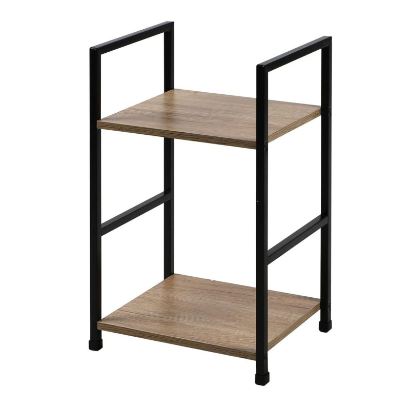 Table d'appoint industrielle à 2 étagères Colorado - Noir/Marron - L 29 x l 23,5 x H 48 cm