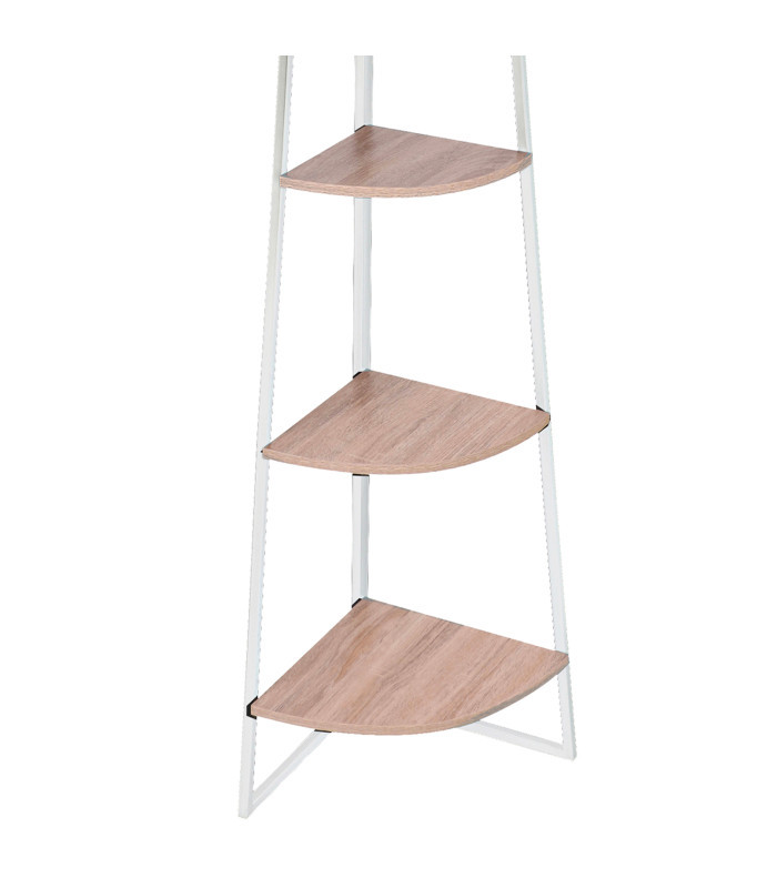 Etagère d'angle 44,5x44,5x77 cm blanc et chêne