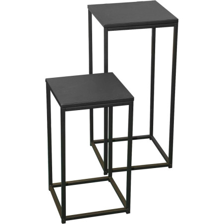 Set de 2 tables gigognes en bois et métal "Madison" - Noir - H 74/54 x P 24/30 x L 34/30 cm