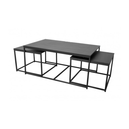 Set de 3 tables basses gigognes en métal "Madison" - Noir - L 100/50 x P 60/50 x H 45/38 cm