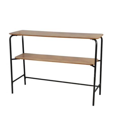 Table console à 2 étages en bois et métal "Marcel" - Noir/marron- L 110 x P 35 x H 78 cm