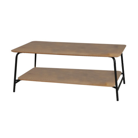 Table basse en bois et métal "Marcel" - Marron/noir - L 110 x P 60 x H 44 cm