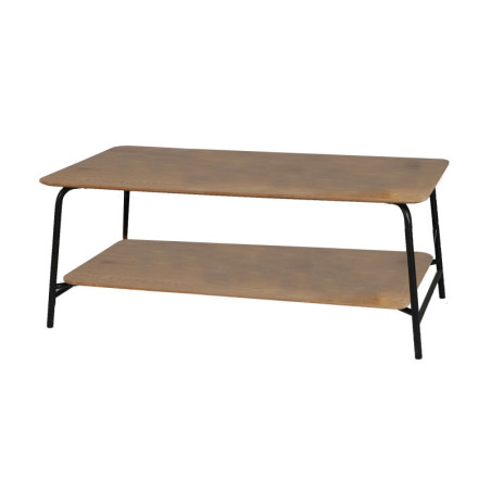 Table basse en bois et métal "Marcel" - Marron/noir - L 110 x P 60 x H 44 cm