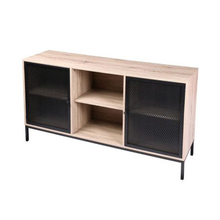 Buffet en bois et métal "Soho" - Beige/Noir - L 140 x P 40 x H 75 cm