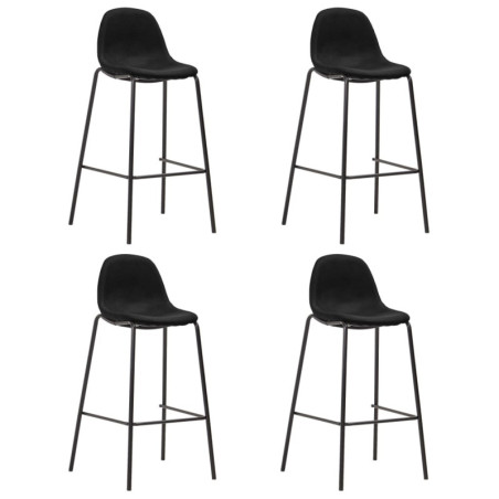 Lot de 4 tabourets de bar en velours "Ima" - Noir - L 47 x P 43 x H 105 cm