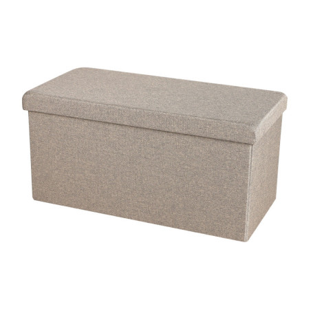 Banc de rangement pliable aspect lin "Kube" - Taupe - L 76 x P 37,5 x H 37,5 cm