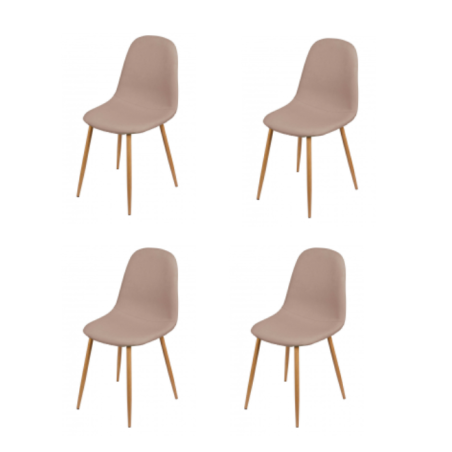 Lot de 4 chaises en tissu "Oslo" - Taupe - L 54 x l 45 x H 87 cm