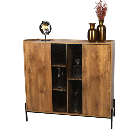 Meuble buffet "Helio" - Noir/Marron - L 118 x l 40 x H 110 cm