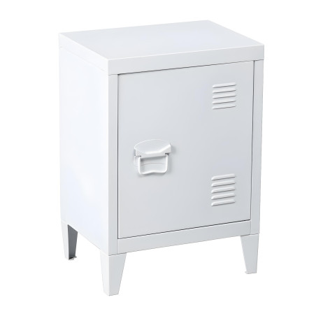 Table de chevet casier en métal "Industriel White" - Blanc - L 40 x l 30 x H 57 cm
