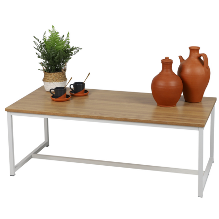 Table basse en bois et létal "La Casa Blanca" - Blanc - L 100 x P 50 x H 36 cm