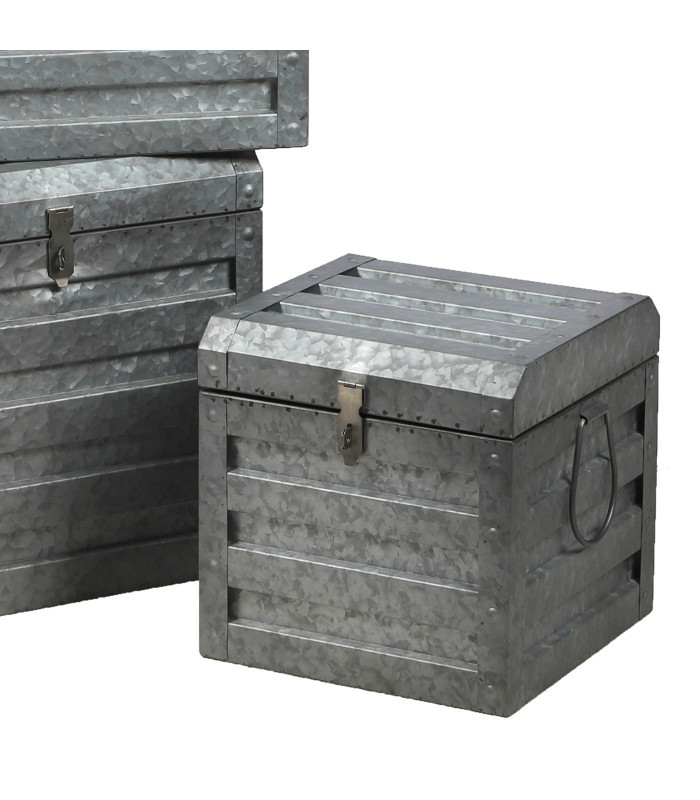 Lot de 3 coffre en métal Loft & Metal - Gris - L 35 x l 32 x H 35 cm