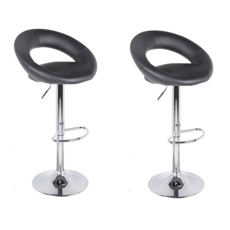 Lot de 2 tabourets de bar en métal et simili cuir "We Love" - Noir - H 77 à 97 cm