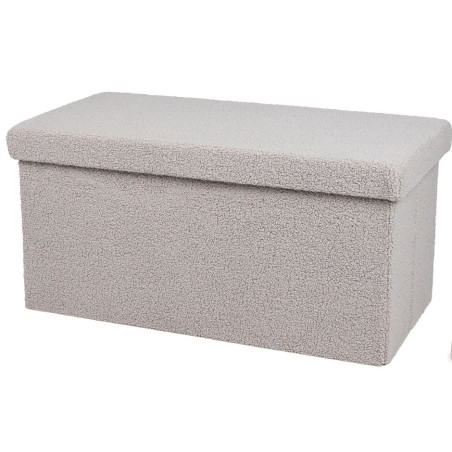 Banc de rangement pliable aspect peluche "Kube" - Gris - L 76 x P 37,5 x H 37,5 cm