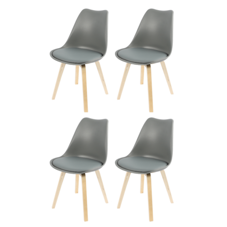 Lot de 4 chaises scandinave "Emy" - Gris - L 45 x P 58 x H 82 cm
