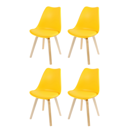 Lot de 4 chaises scandinave "Emy" - Jaune moutarde - L 45 x P 58 x H 82 cm