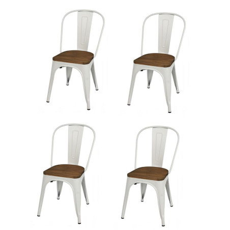 Lot de 4 chaises en métal "Liv" - Blanc mate - L 36 x l 45 x H 84 cm