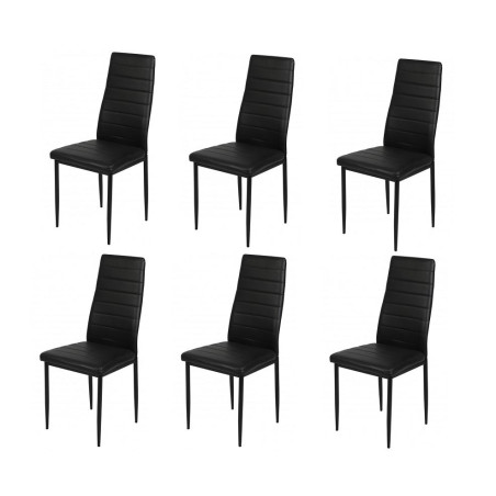 Lot de 6 chaises "Jack" effet cuir - Noir - L 42,50 x l 49 x H 98 cm