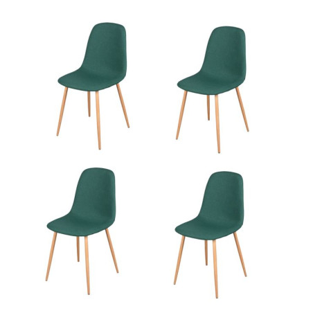 Lot de 4 chaises en tissu "Oslo" - Vert - L 54 x l 45 x H 87 cm
