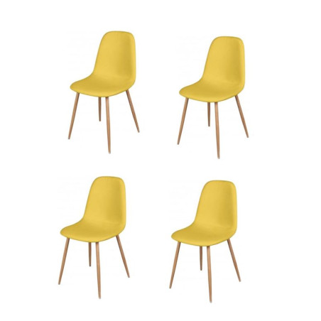 Lot de 4 chaises en tissu "Oslo" - Jaune moutarde - L 54 x l 45 x H 87 cm